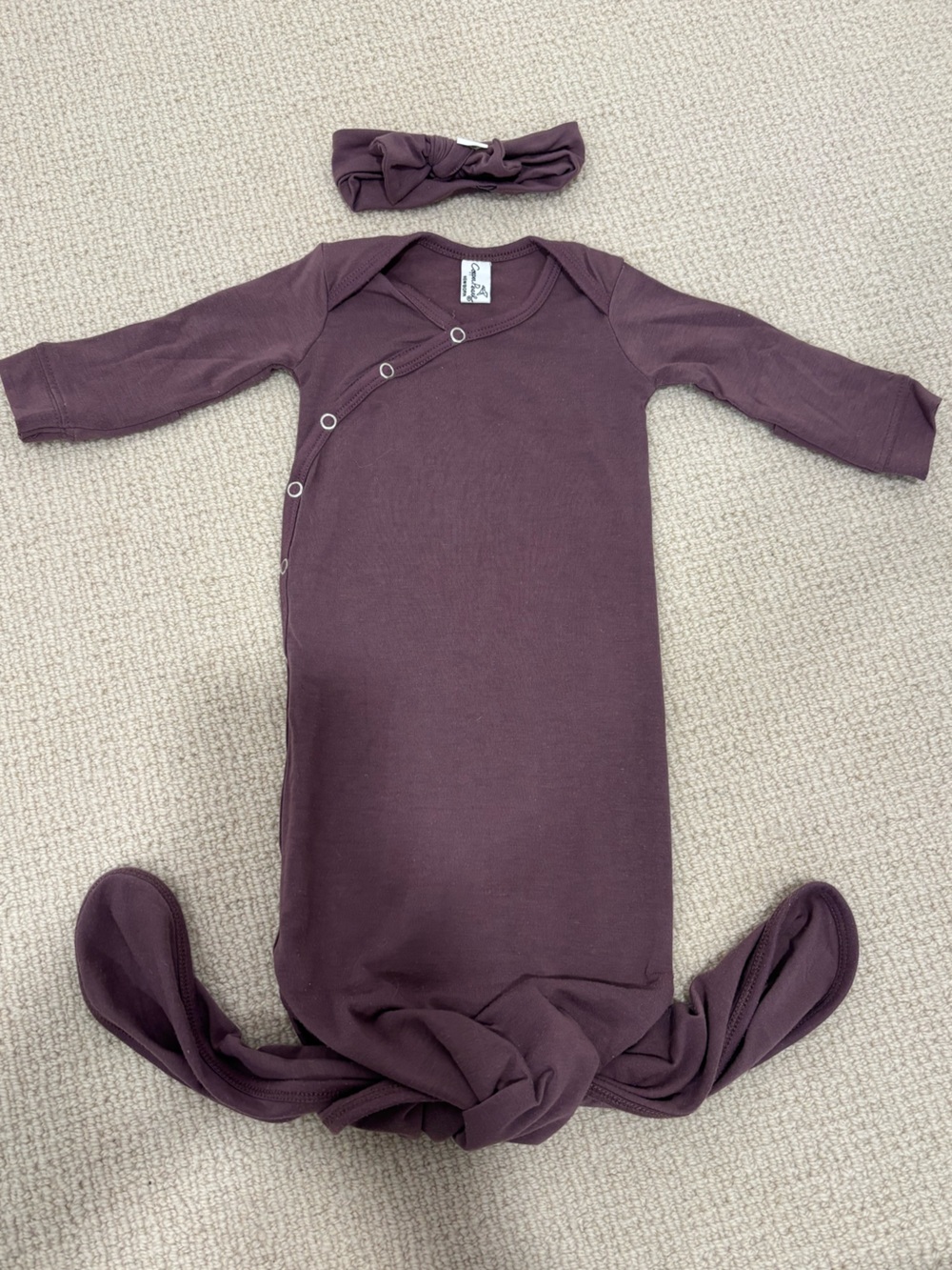 Copper Pearl Newborn Gown with Matching Headband